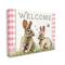 Stupell Industries Welcome Plaid Spring Garden Rabbits Canvas Wall Art